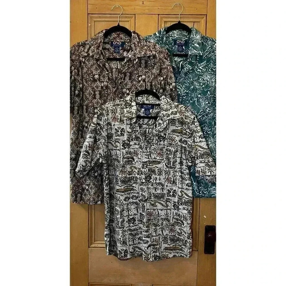 Ono & Company Mens Vintage 90s Hawaiian (3 Set) Henley Shirt Medium White SP EXC - Picture 2 of 12
